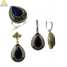 Gümüş Otantik Taşlı Set